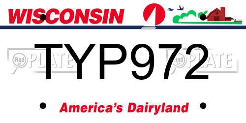 TYP972 Wisconsin License Plate