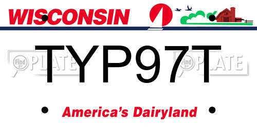 TYP97T Wisconsin License Plate