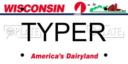 TYPER Wisconsin License Plate
