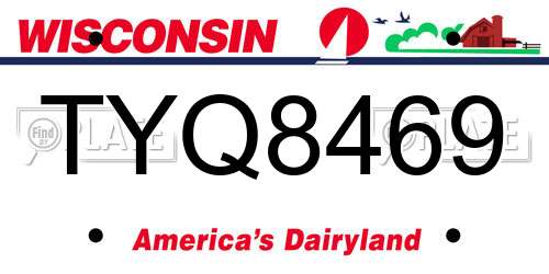 TYQ8469 Wisconsin License Plate