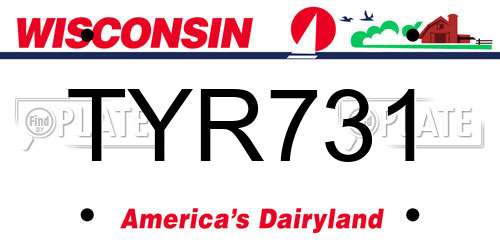 TYR731 Wisconsin License Plate