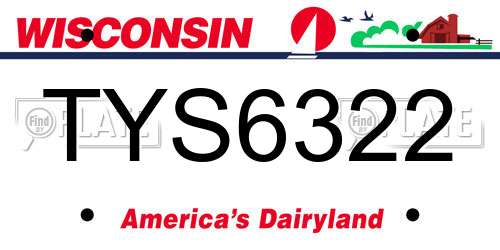 TYS6322 Wisconsin License Plate