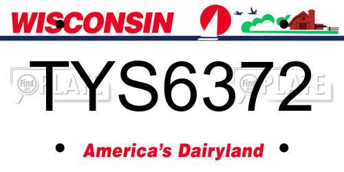 TYS6372 Wisconsin License Plate