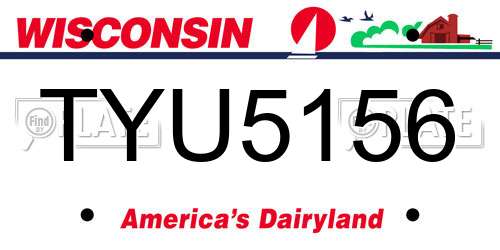 TYU5156 Wisconsin License Plate