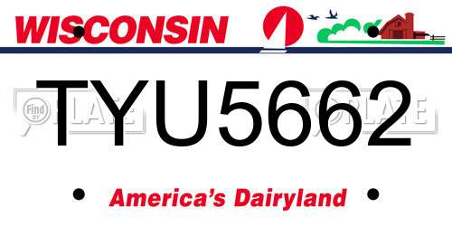 TYU5662 Wisconsin License Plate