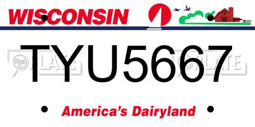 TYU5667 Wisconsin License Plate