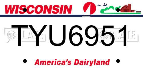 TYU6951 Wisconsin License Plate