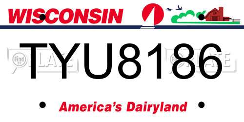 TYU8186 Wisconsin License Plate