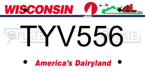 TYV556 Wisconsin License Plate