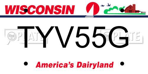 TYV55G Wisconsin License Plate