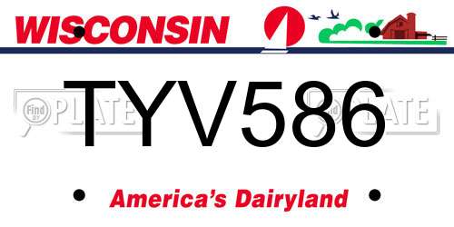 TYV586 Wisconsin License Plate