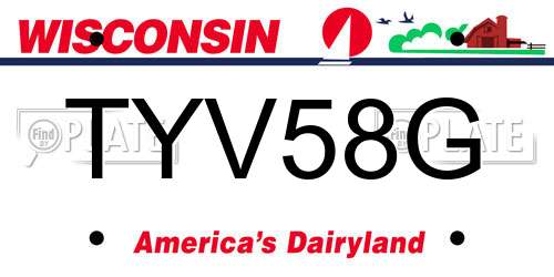 TYV58G Wisconsin License Plate