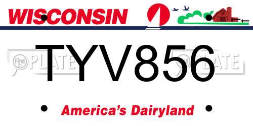 TYV856 Wisconsin License Plate