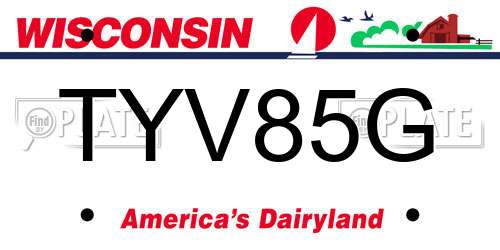 TYV85G Wisconsin License Plate