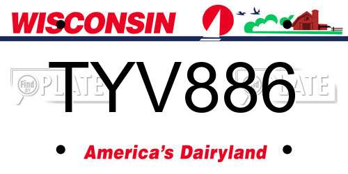TYV886 Wisconsin License Plate