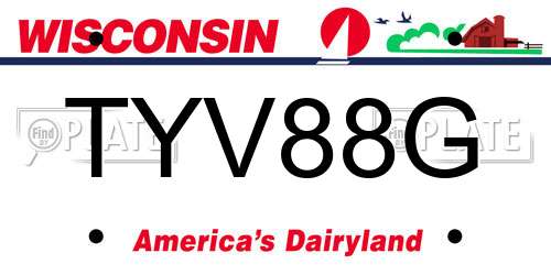 TYV88G Wisconsin License Plate