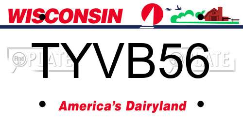 TYVB56 Wisconsin License Plate