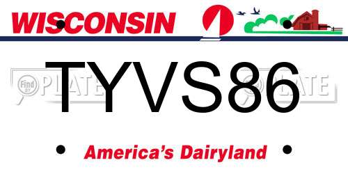TYVS86 Wisconsin License Plate