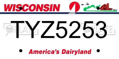 TYZ5253 Wisconsin License Plate