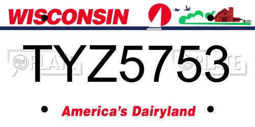 TYZ5753 Wisconsin License Plate