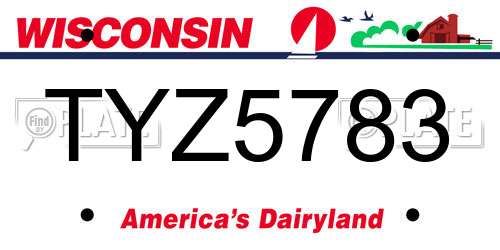 TYZ5783 Wisconsin License Plate