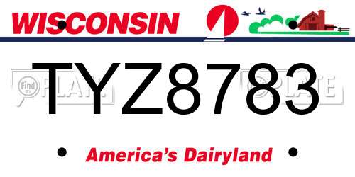 TYZ8783 Wisconsin License Plate