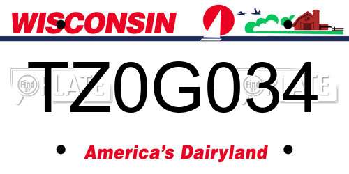 TZ0G034 Wisconsin License Plate