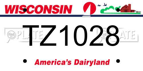 TZ1028 Wisconsin License Plate