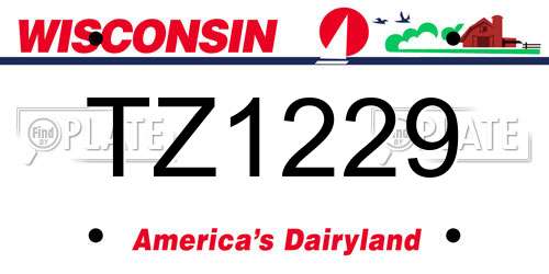 TZ1229 Wisconsin License Plate