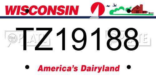 TZ19188 Wisconsin License Plate