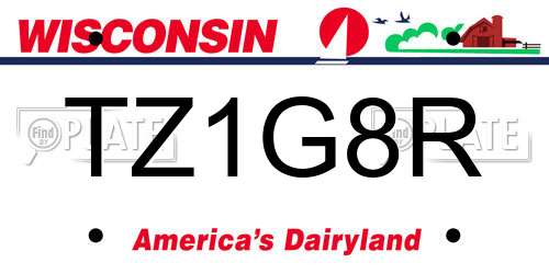 TZ1G8R Wisconsin License Plate