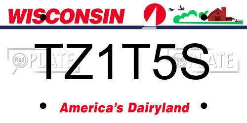 TZ1T5S Wisconsin License Plate