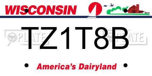 TZ1T8B Wisconsin License Plate