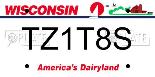 TZ1T8S Wisconsin License Plate
