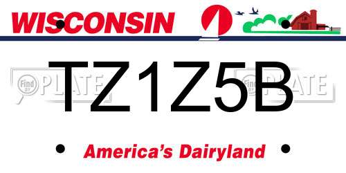 TZ1Z5B Wisconsin License Plate