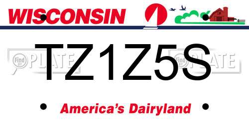 TZ1Z5S Wisconsin License Plate