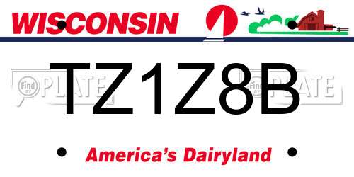 TZ1Z8B Wisconsin License Plate