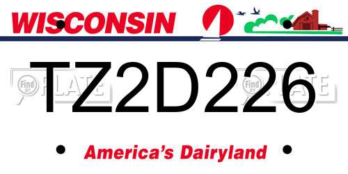 TZ2D226 Wisconsin License Plate