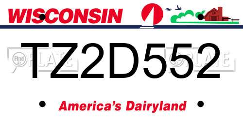 TZ2D552 Wisconsin License Plate