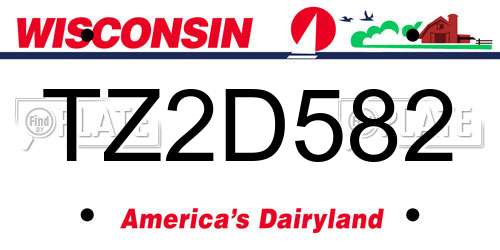 TZ2D582 Wisconsin License Plate