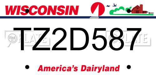 TZ2D587 Wisconsin License Plate