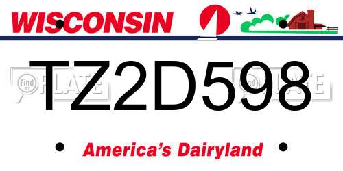 TZ2D598 Wisconsin License Plate