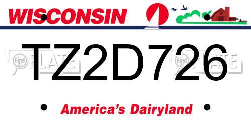 TZ2D726 Wisconsin License Plate