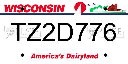 TZ2D776 Wisconsin License Plate