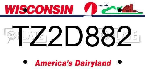 TZ2D882 Wisconsin License Plate