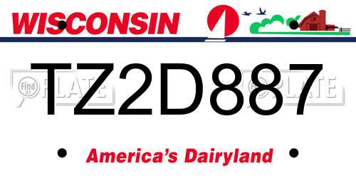 TZ2D887 Wisconsin License Plate