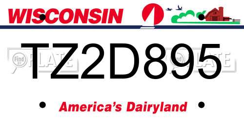 TZ2D895 Wisconsin License Plate