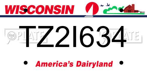 TZ2I634 Wisconsin License Plate