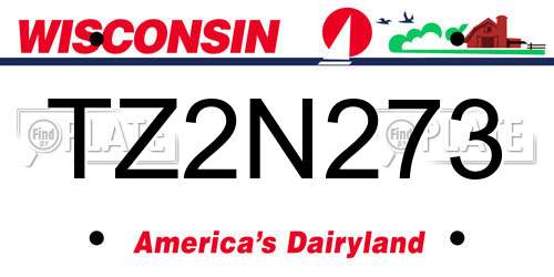 TZ2N273 Wisconsin License Plate