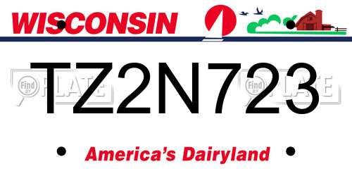 TZ2N723 Wisconsin License Plate